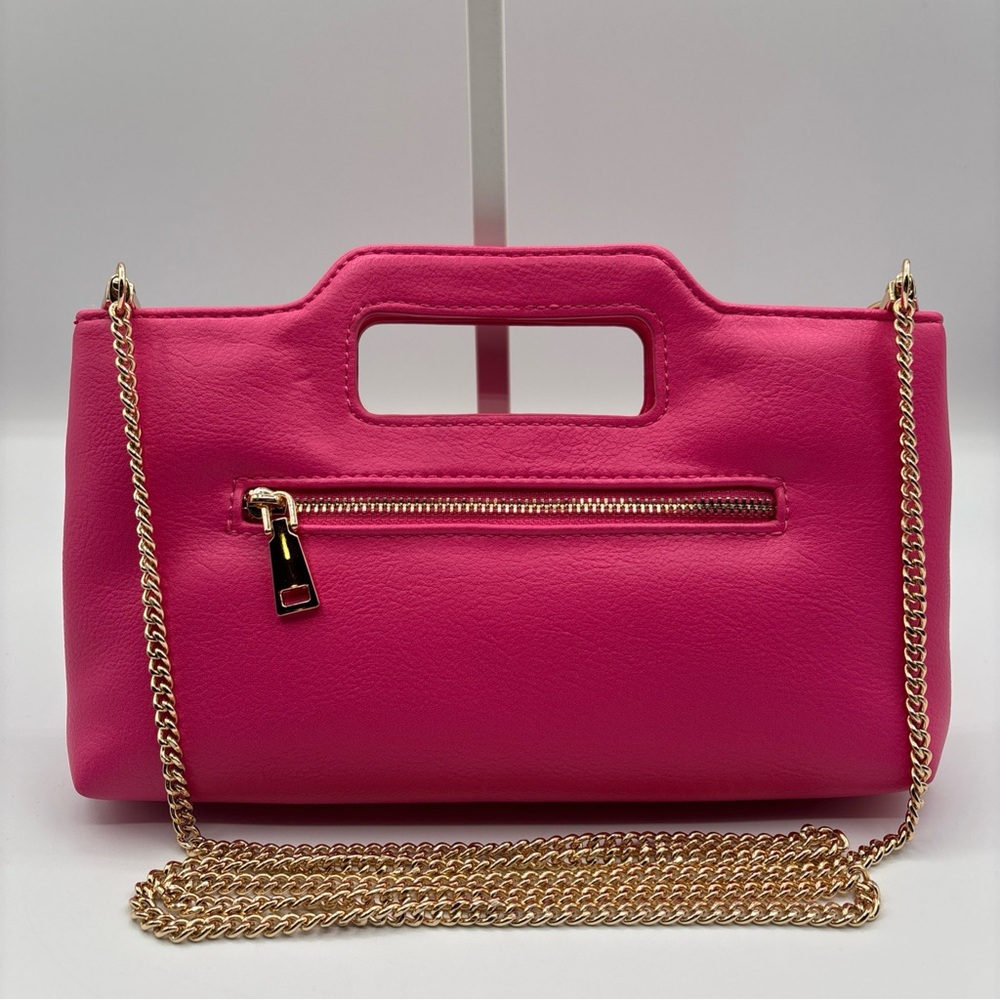 INC Juditth Open Handle Chic Pink Bag With Gold Chain